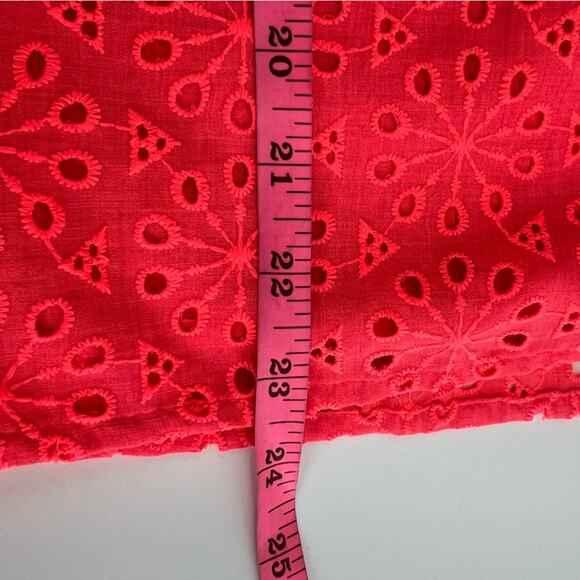 Lilly Pulitzer Lina top Spicy Coral Neon Sunburst Eyelet Sz M - Picture 7 of 7